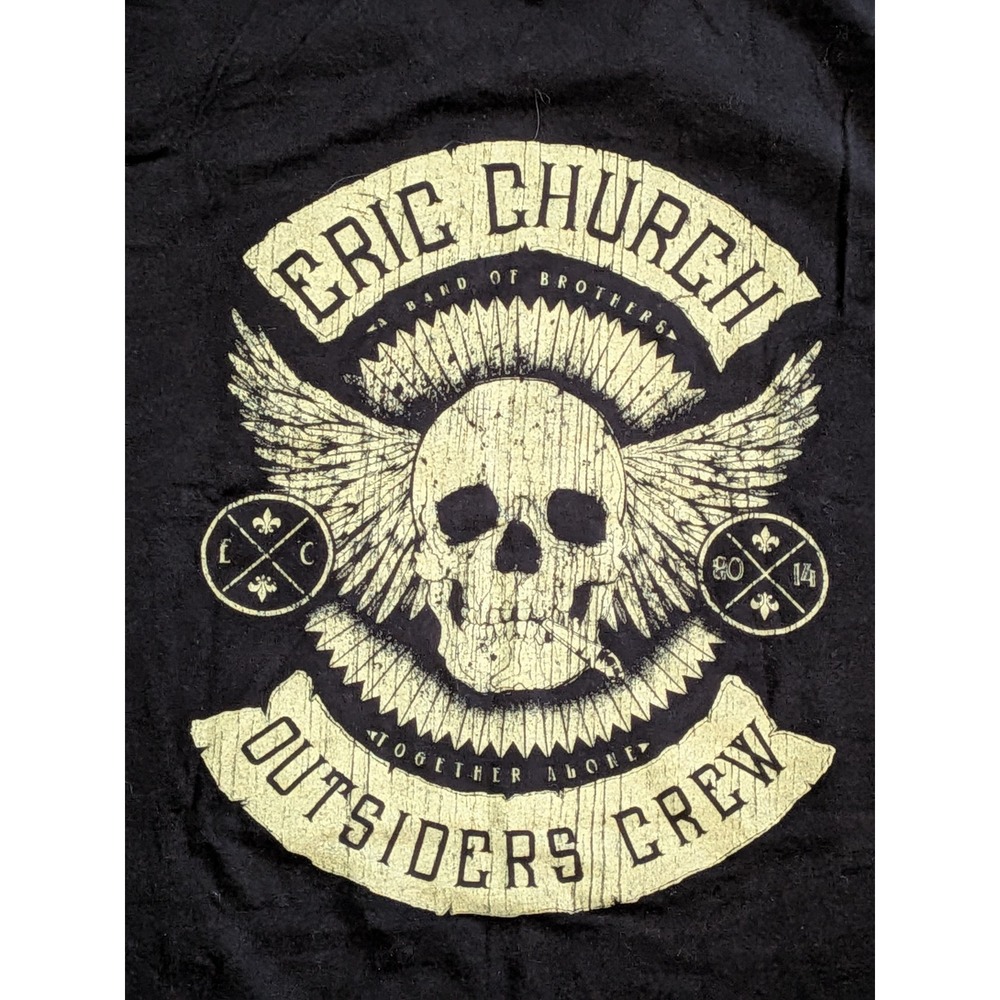 Eric Church Outsiders Crew T-Shirt Mens XXL Black Skull Graphic Band Tee Tultex